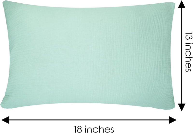 Dormlony Organic Cotton Muslin Mini Pillowcases with Envelope Design,2 Pack Ultra Breathable Kids Toddler Pillowcases for Boys and Girls- 13 x 18 inches (Blue) - Image 2